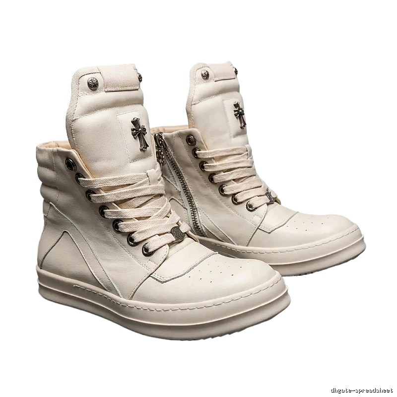 Rick Owens dark style off-white high-top shoes
