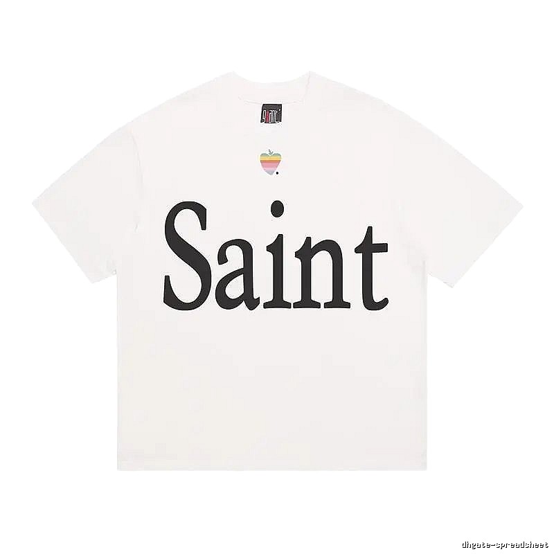 SAINT Letter Print Street Style Off-white T-shirt