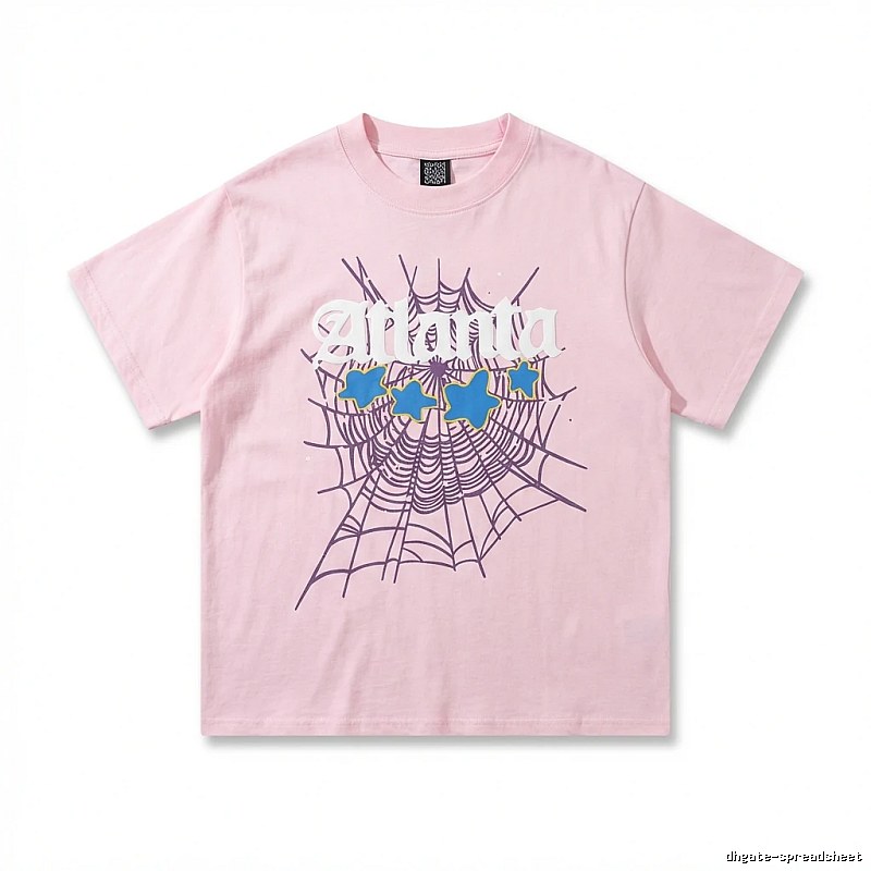 Sp5der cobweb print pink T-shirt