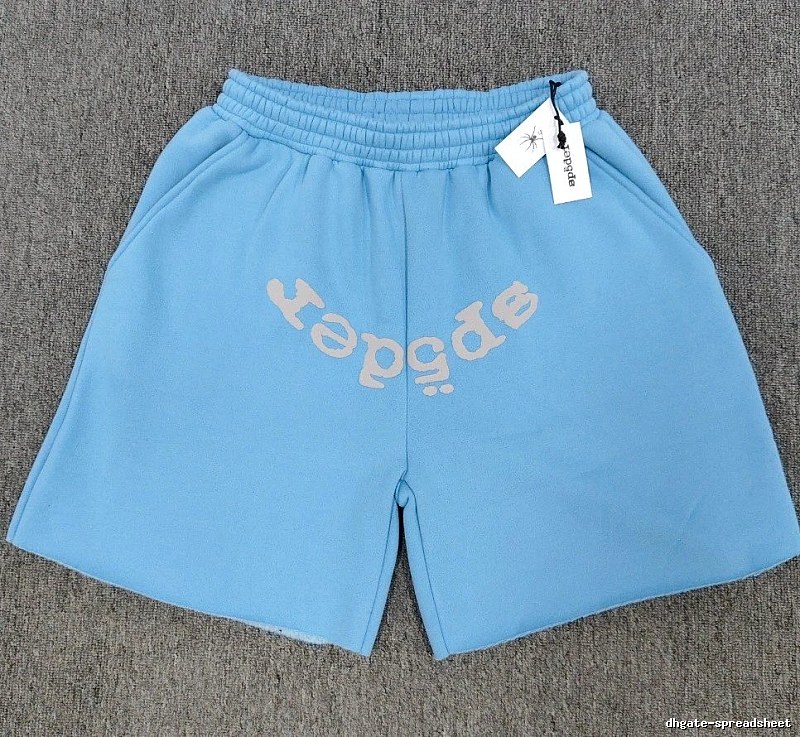 Sp5der Foam Print Street Style Light Blue Shorts
