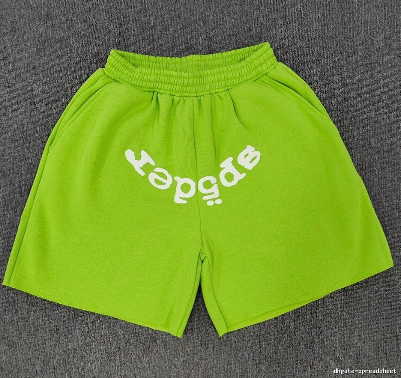 Sp5der Printed Street Style Neon Green Shorts