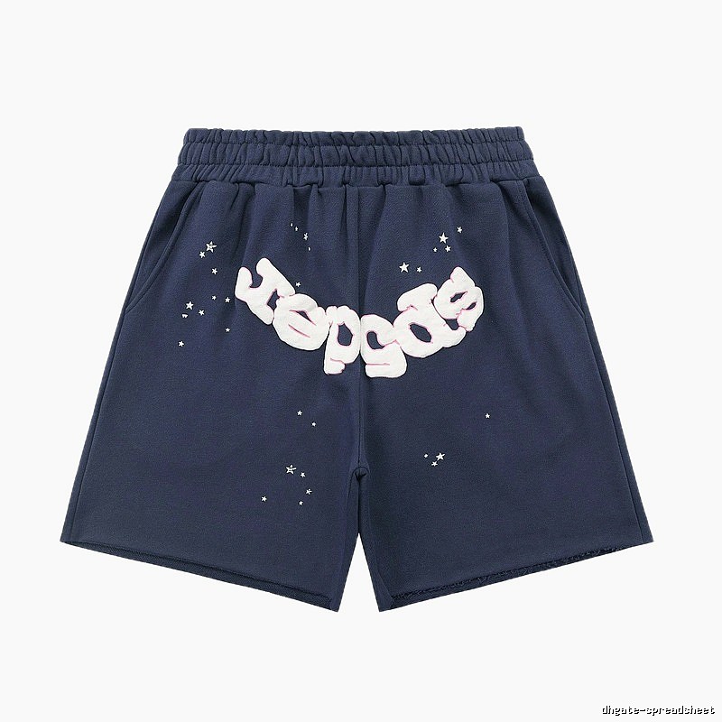 Sp5der Star Print Shorts (Navy Blue)