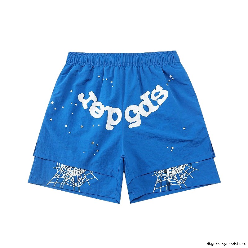 Sp5der star - printed blue shorts