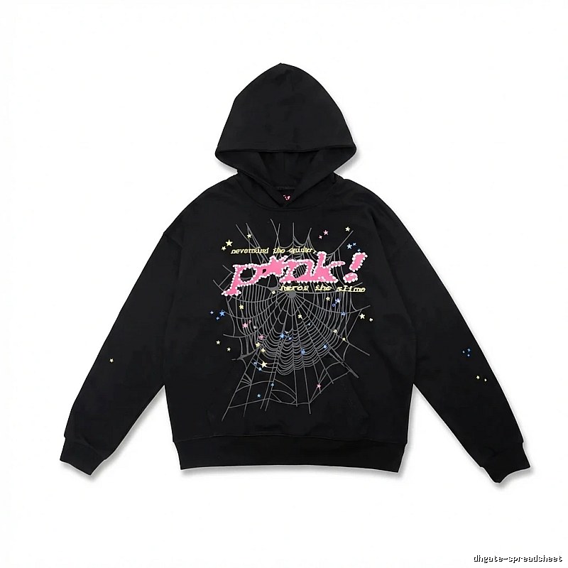 Sp5der Starry Web Style Black Hoodie