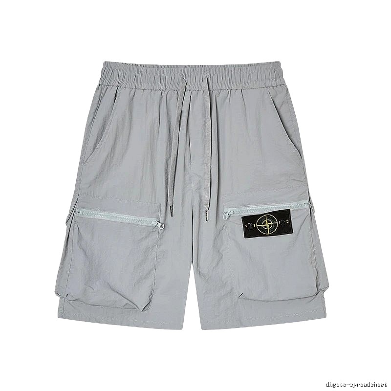 Stone Island Compass Badge Workwear Style Light Grey Shorts