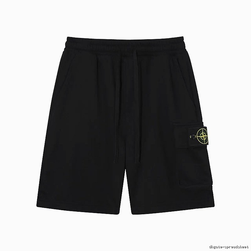 Stone Island Compass Logo Workwear Style Black Shorts