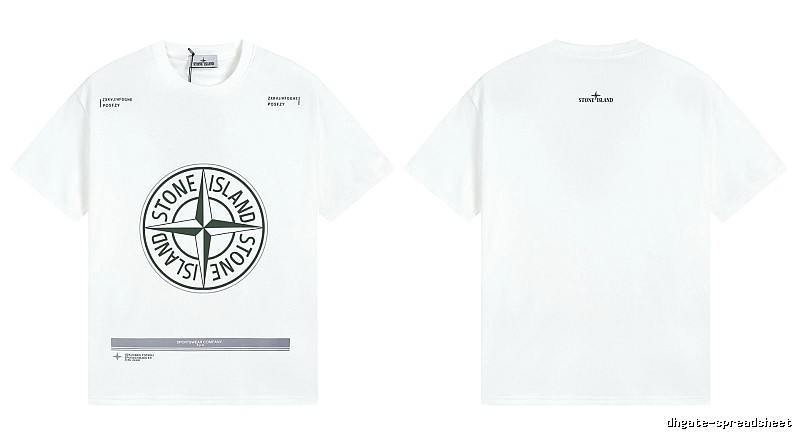 Stone Island Compass Print Casual Style White Short-sleeve T-shirt