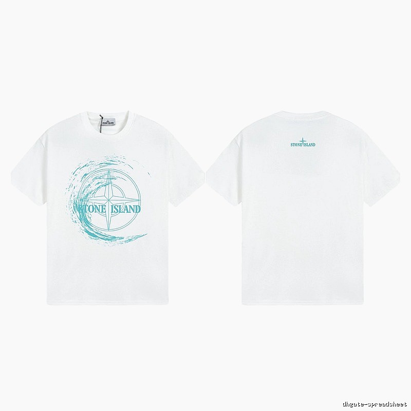 Stone Island Compass Print Street Style White T-Shirt