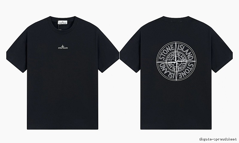 Stone Island Compass Print Trendy Cool Black T-Shirt