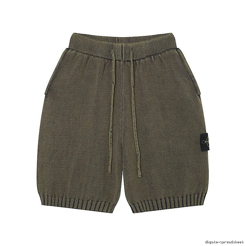 Stone Island Compass Techwear Style Olive Green Knit Shorts