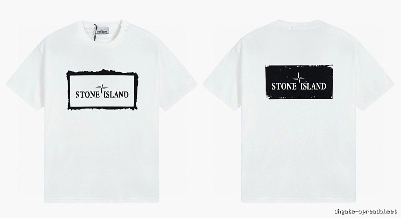Stone Island Printed Street Style White Short Sleeve T-Shirt
