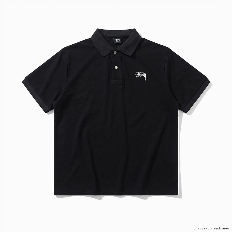 Stussy basic simple style black Polo shirt