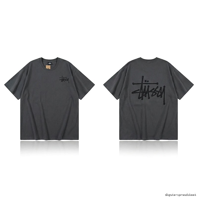 Stussy basic style simple style dark gray T-shirt