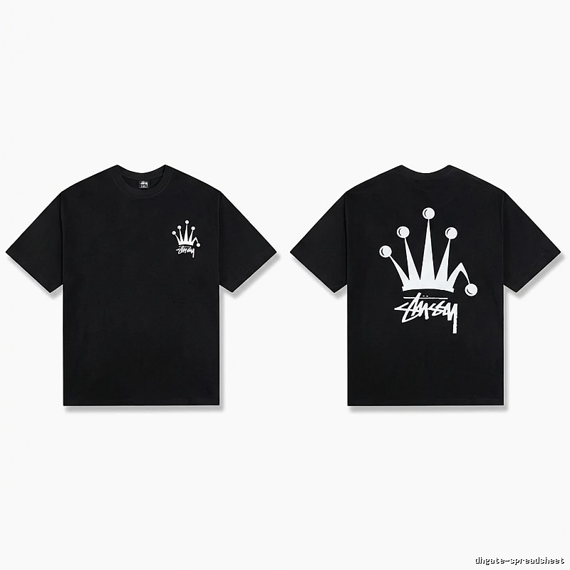 Stussy Crown Trendy and Cool Style Black T-shirt