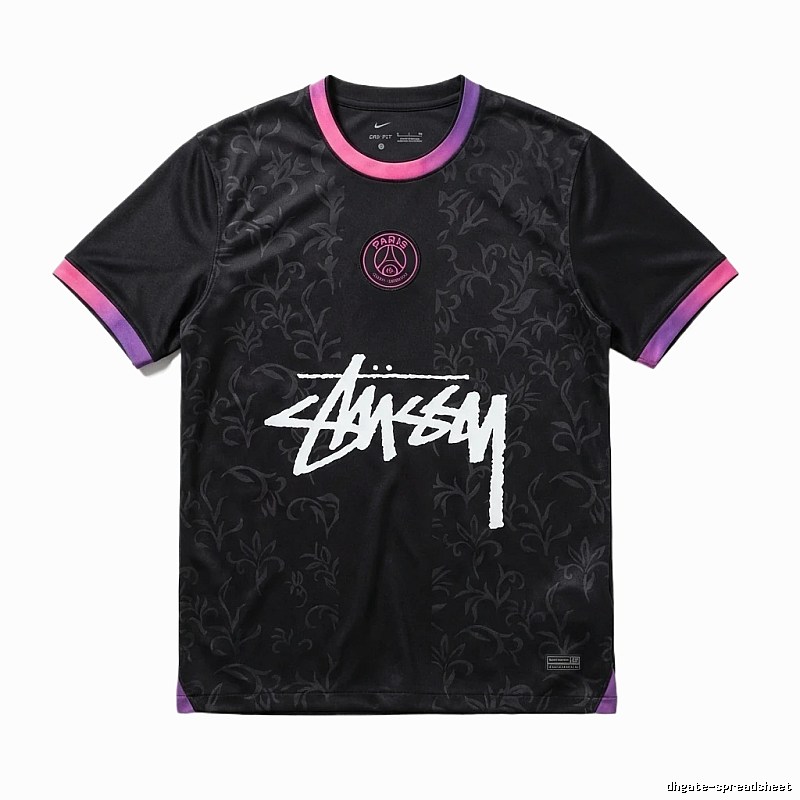 Stussy Paris Co-branded Style Black T-shirt