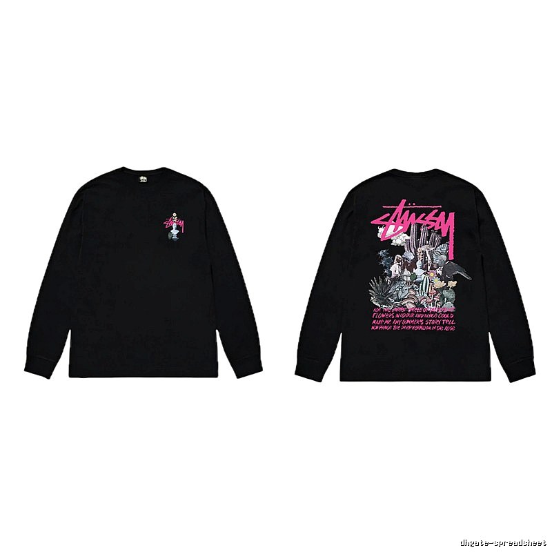 Stussy-printed trendy black T-shirt