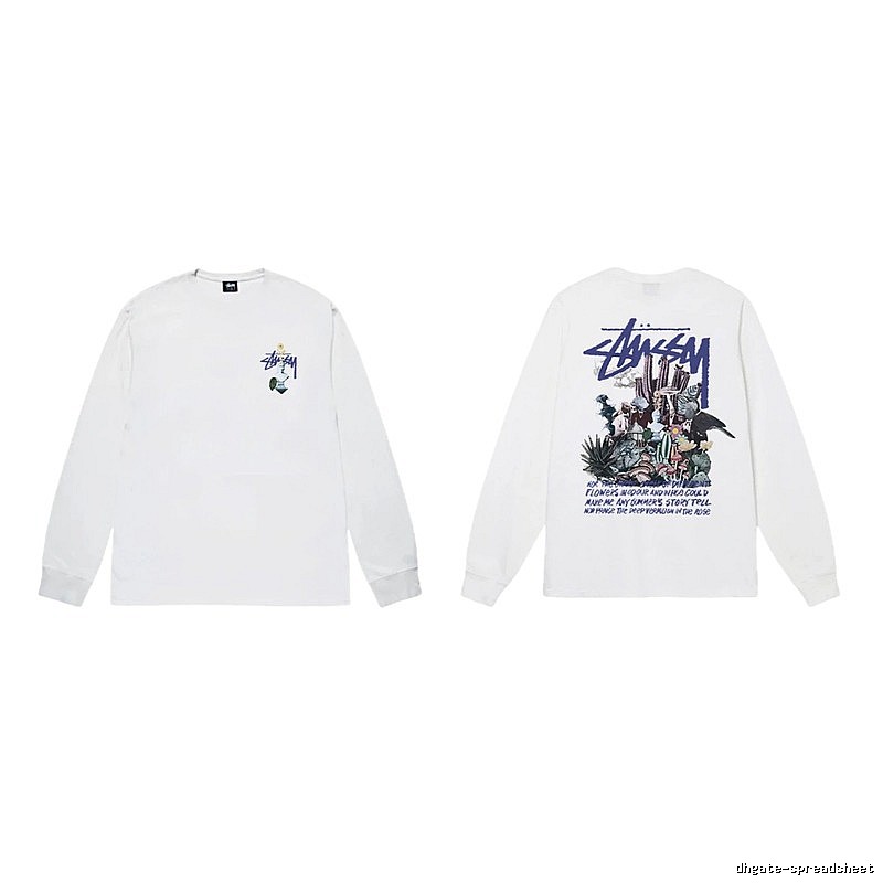 Stussy printed trendy white long-sleeve