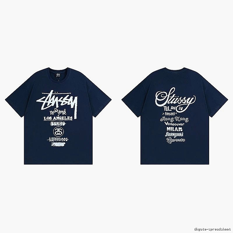 Stussy Simple Logo Finish Spider Graphic T-Shirt Minimal Look