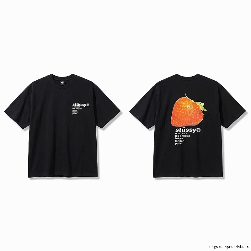 Stussy Strawberry Print Black T-shirt