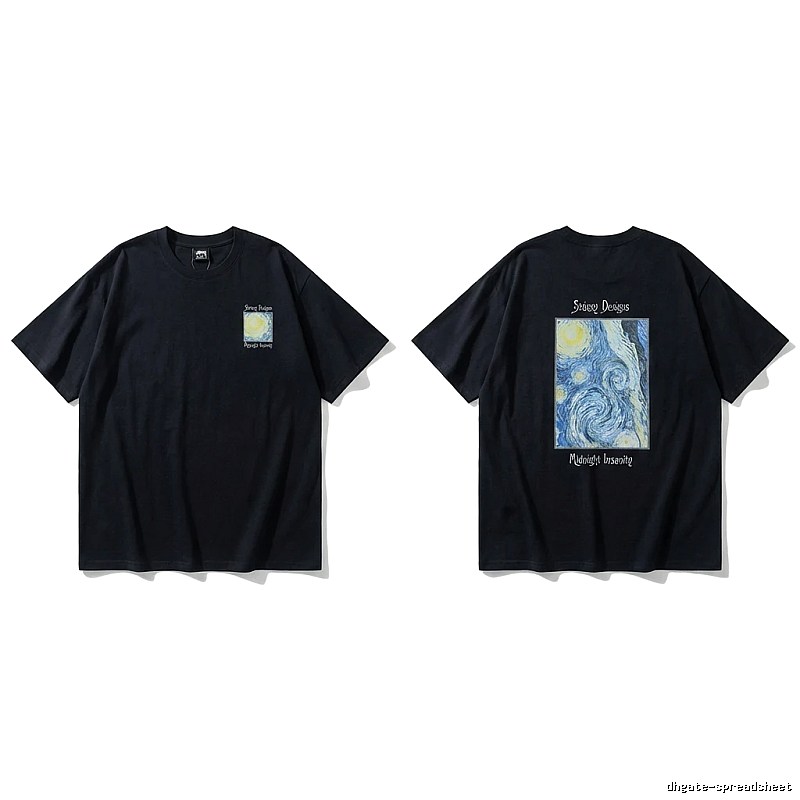 Stussy Van Gogh series dark style T-shirt