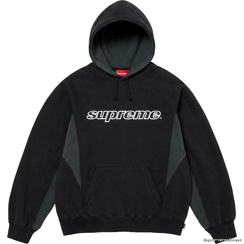 Supreme patchwork-style black hoodie