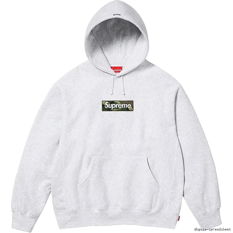 Supreme Patterned Logo hoodie Gray Red Oversized with Polished Detail