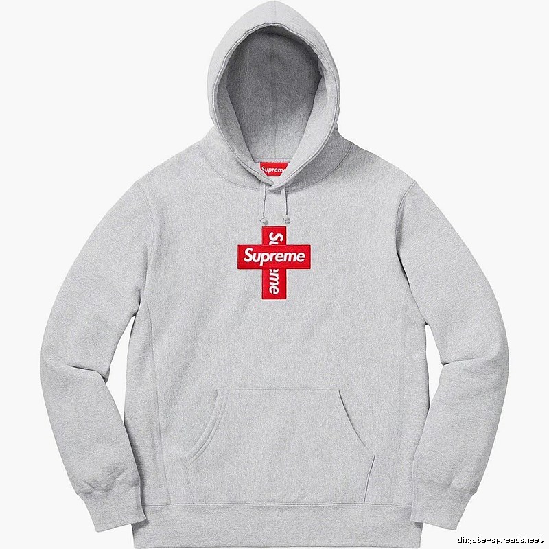Supreme Streetwear Logo hoodie Gray Red Oversized with Logo Accent