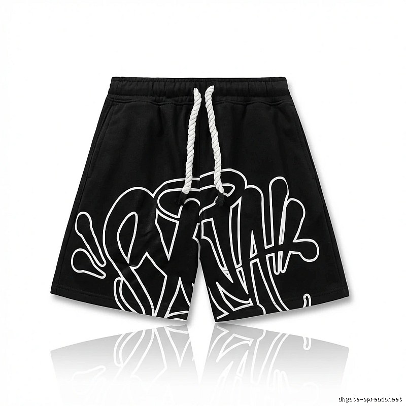 SynaWorld Graffiti-style Black Shorts
