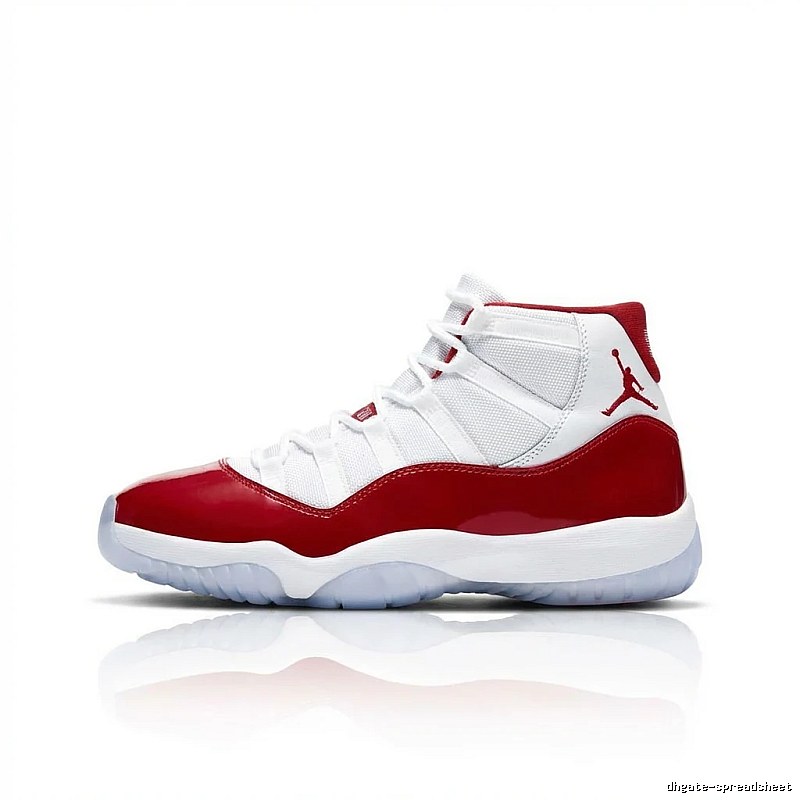 The high-top trendy shoes of Jordan 11 in red and white.