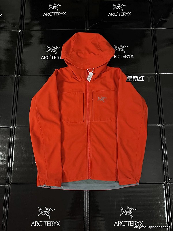The imperial red of the Arc'teryx Alpha SV jacket