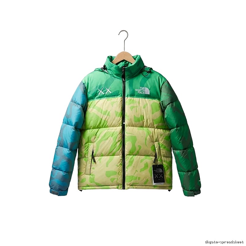 The North Face trendy and cool camouflage green down jacket