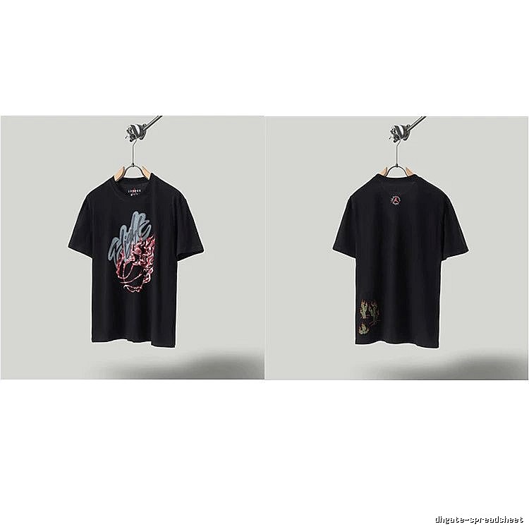 Travis Scott x Air Jordan Graffiti-style Black Short-sleeve T-shirt