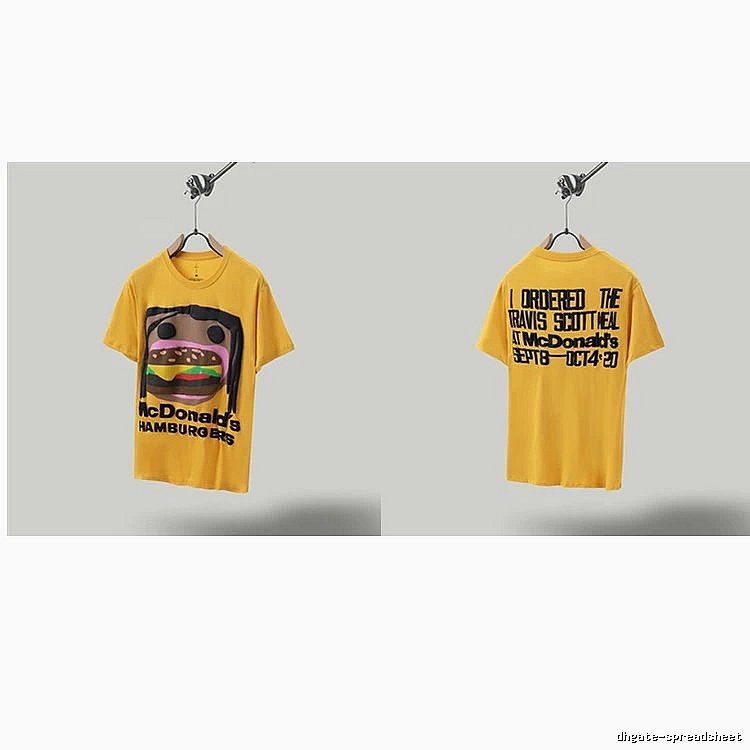 Travis Scott x McDonald's Co-branded Street Style Yellow T-Shirt