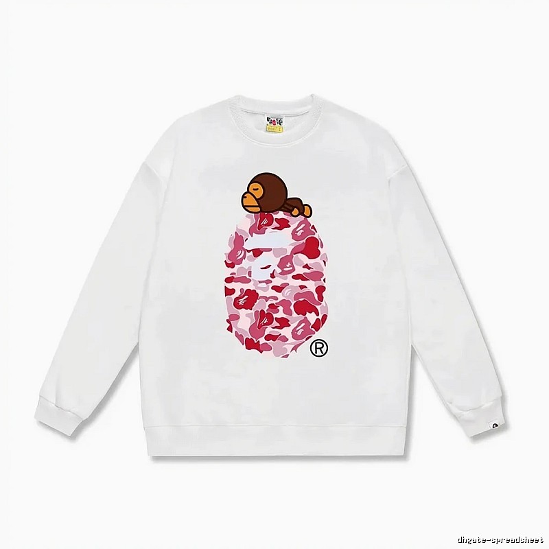 White hoodie in the style of Bape ape man camouflage